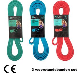 Kaytan 3 weerstandsbanden set - bands - Fitness elastieken - Power band 15, 25 en 35 - Discountershop.nl