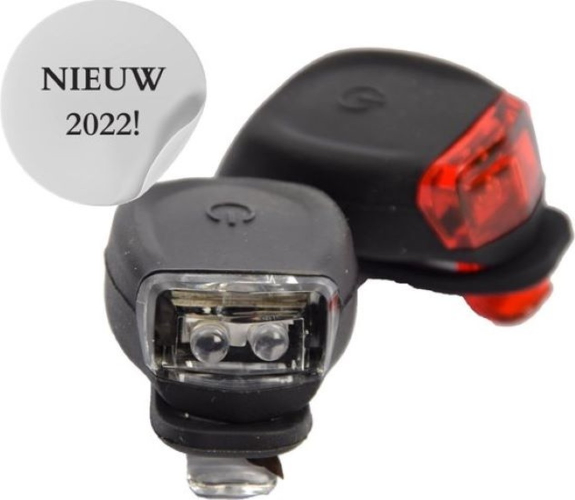 Merkloos Bicycle lights LED front light and rear light silicone set 2X - running lights - children's bicycle light - waterproof - white & red