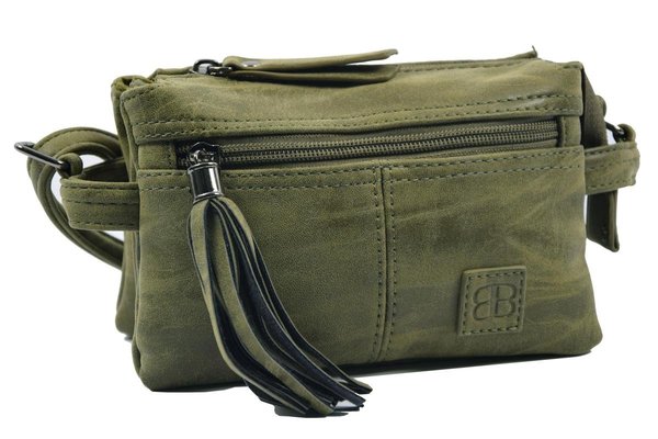 Bicky Bernard  Tas - tassen - bags - Bag- Bicky Bernard- Harmonica 3-Vaks tasje - schoudertasje - crossbody tasje - Olive Bicky Bernard  Tas - tassen - bags - Bag- Bicky Bernard- Harmonica 3-Vaks tasje - schoudertasje - crossbody tasje - Olive