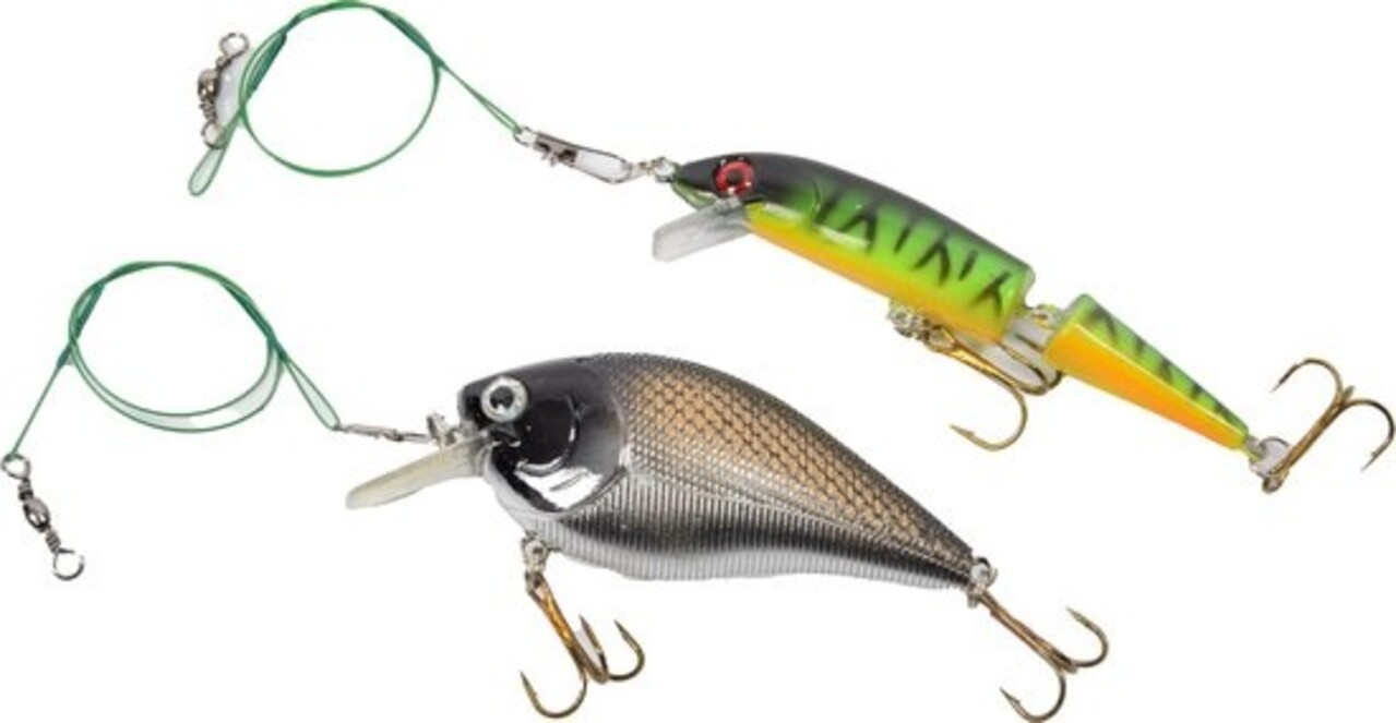 Merkloos Set of hard lures - Wire guides included 2 pieces - fishing lure - pike - zander - lure set Merkloos Set of hard lures - Wire guides included 2 pieces - fishing lure - pike - zander - lure set