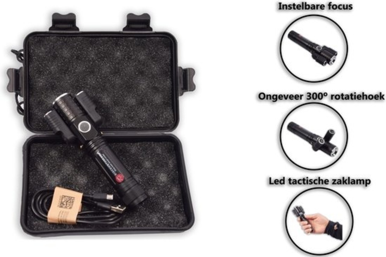 Discountershop LED Flashlight Rechargeable - Storage Kit - IPX-6 Water Resistant - 1000 Lumen - Black - Military LED Flashlight Discountershop LED Flashlight Rechargeable - Storage Kit - IPX-6 Water Resistant - 1000 Lumen - Black - Military LED Flashlight