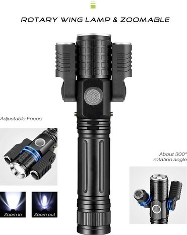 Discountershop LED Flashlight Rechargeable - Storage Kit - IPX-6 Water Resistant - 1000 Lumen - Black - Military LED Flashlight Discountershop LED Flashlight Rechargeable - Storage Kit - IPX-6 Water Resistant - 1000 Lumen - Black - Military LED Flashlight