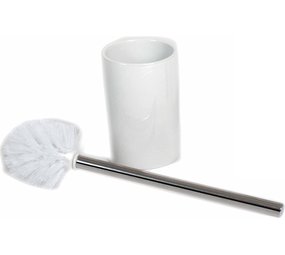 Gerimport Gerimport Toilet Brush 37 Cm Ceramic/Stainless Steel White/Silver 2-piece Gerimport Gerimport Toilet Brush 37 Cm Ceramic/Stainless Steel White/Silver 2-piece