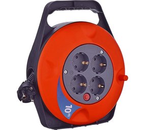 Discountershop Cable box extension cord cable reel cable extension reel with 4 earthed sockets 10 meters Cable reel reel 10 meter cable reel 240 volt | 2200 watts Discountershop Cable box extension cord cable reel cable extension reel with 4 earthed sockets 10 meters Cable reel reel 10 meter cable reel 240 volt | 2200 watts