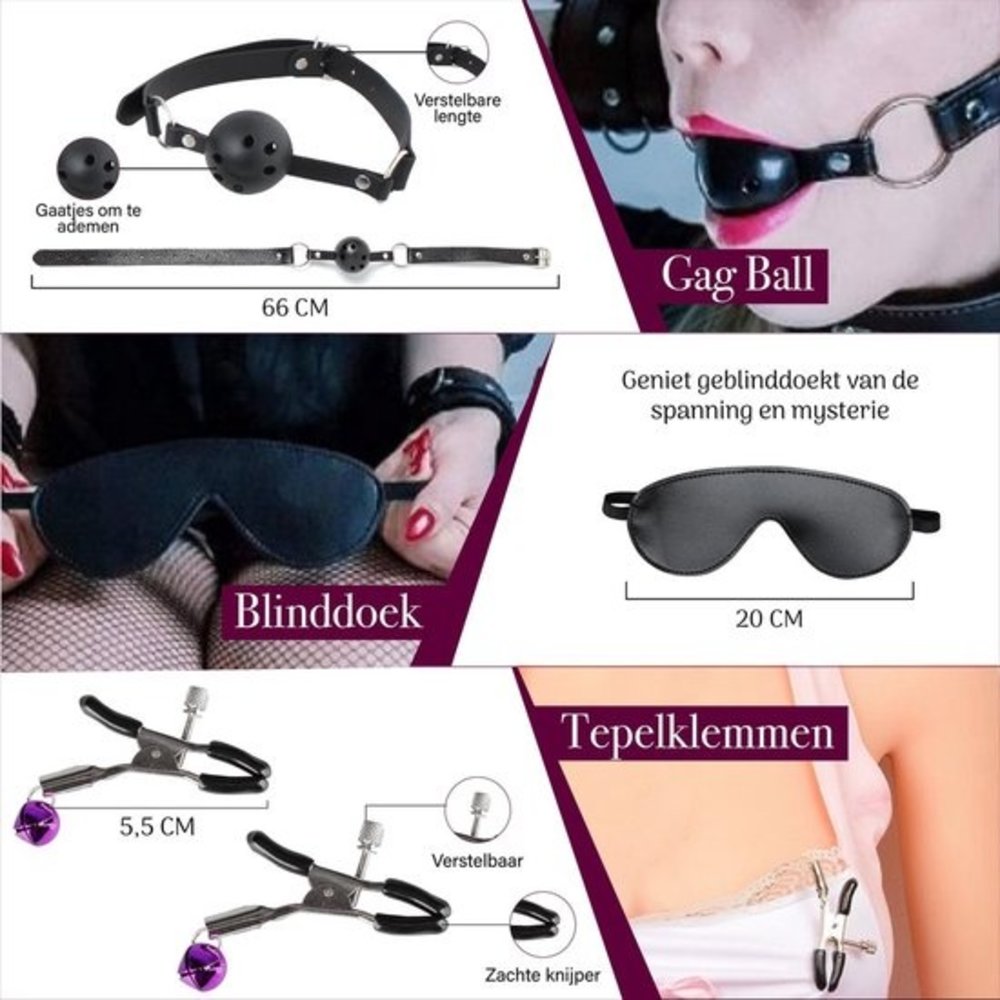 Discountershop BDSM Bondage Set - Seksspeeltjes voor koppels - Sex toys voor mannen en vrouwen - Valentijnsdag Cadeau Discountershop BDSM Bondage Set - Seksspeeltjes voor koppels - Sex toys voor mannen en vrouwen - Valentijnsdag Cadeau