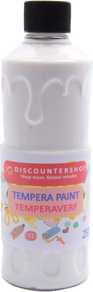Discountershop Tempera paint 250 ML - 6 pieces - Blue - Yellow - Green - Red - White - Black - Set of 6x Acrylic paint / tempera paint - 6 colors - Bottle 250 ml - Tempera / acrylic paint - Hobby - craft material - Making a painting - Water-based paint - Hobby Discountershop Tempera paint 250 ML - 6 pieces - Blue - Yellow - Green - Red - White - Black - Set of 6x Acrylic paint / tempera paint - 6 colors - Bottle 250 ml - Tempera / acrylic paint - Hobby - craft material - Making a painting - Water-based paint - Hobby