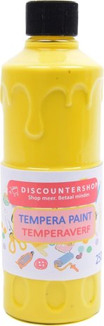 Discountershop Tempera verf 250 ML - 6 stuks - Blauw - Geel - Groen - Rood - Wit - Zwart - Set van 6x Acrylverf / temperaverf - 6 kleuren - Fles 250 ml - Tempera / acryl verf - Hobby - knutselmateriaal - Schilderij maken - Verf op waterbasis - Hobby Discountershop Tempera verf 250 ML - 6 stuks - Blauw - Geel - Groen - Rood - Wit - Zwart - Set van 6x Acrylverf / temperaverf - 6 kleuren - Fles 250 ml - Tempera / acryl verf - Hobby - knutselmateriaal - Schilderij maken - Verf op waterbasis - Hobby