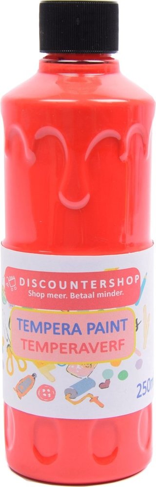 Discountershop Tempera verf 250 ML - 6 stuks - Blauw - Geel - Groen - Rood - Wit - Zwart - Set van 6x Acrylverf / temperaverf - 6 kleuren - Fles 250 ml - Tempera / acryl verf - Hobby - knutselmateriaal - Schilderij maken - Verf op waterbasis - Hobby Discountershop Tempera verf 250 ML - 6 stuks - Blauw - Geel - Groen - Rood - Wit - Zwart - Set van 6x Acrylverf / temperaverf - 6 kleuren - Fles 250 ml - Tempera / acryl verf - Hobby - knutselmateriaal - Schilderij maken - Verf op waterbasis - Hobby