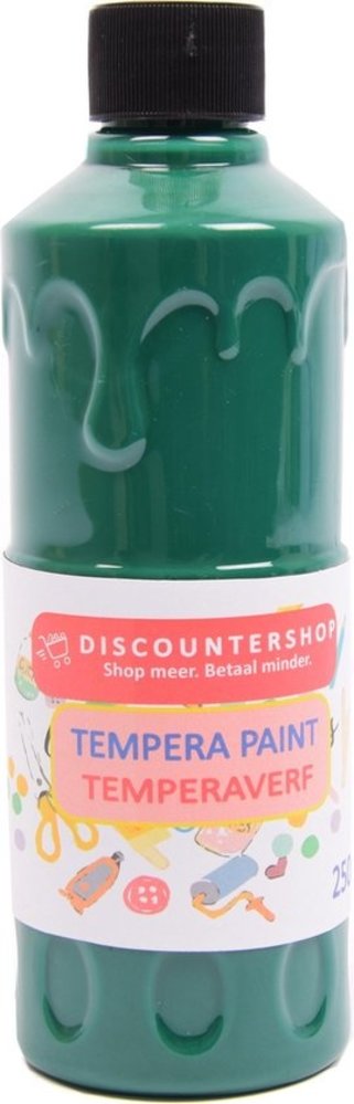 Discountershop Tempera verf 250 ML - 6 stuks - Blauw - Geel - Groen - Rood - Wit - Zwart - Set van 6x Acrylverf / temperaverf - 6 kleuren - Fles 250 ml - Tempera / acryl verf - Hobby - knutselmateriaal - Schilderij maken - Verf op waterbasis - Hobby Discountershop Tempera verf 250 ML - 6 stuks - Blauw - Geel - Groen - Rood - Wit - Zwart - Set van 6x Acrylverf / temperaverf - 6 kleuren - Fles 250 ml - Tempera / acryl verf - Hobby - knutselmateriaal - Schilderij maken - Verf op waterbasis - Hobby