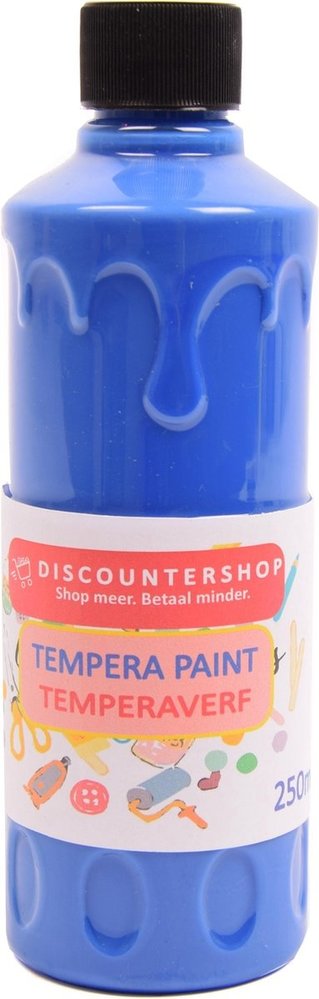 Discountershop Tempera verf 250 ML - 6 stuks - Blauw - Geel - Groen - Rood - Wit - Zwart - Set van 6x Acrylverf / temperaverf - 6 kleuren - Fles 250 ml - Tempera / acryl verf - Hobby - knutselmateriaal - Schilderij maken - Verf op waterbasis - Hobby Discountershop Tempera verf 250 ML - 6 stuks - Blauw - Geel - Groen - Rood - Wit - Zwart - Set van 6x Acrylverf / temperaverf - 6 kleuren - Fles 250 ml - Tempera / acryl verf - Hobby - knutselmateriaal - Schilderij maken - Verf op waterbasis - Hobby