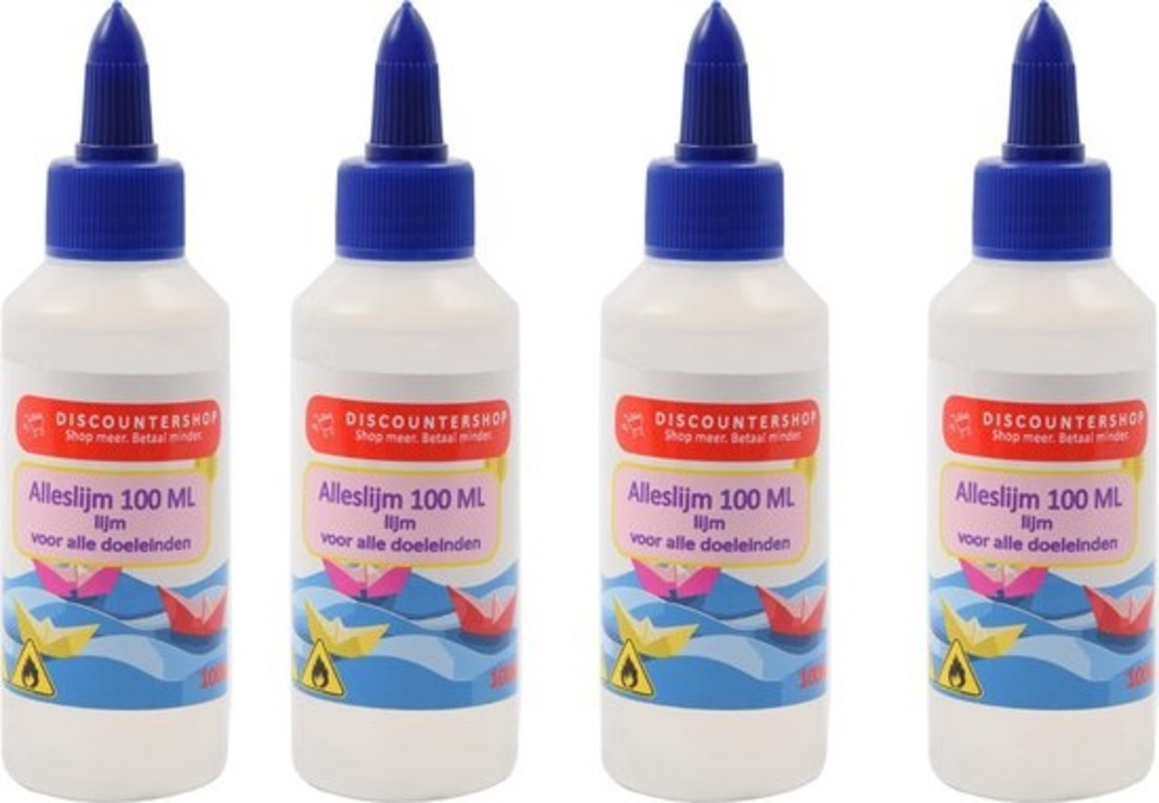 Discountershop 4 X All purpose glue 100ML - Glue - Glue for paper - Glue for cardboard - Glue for textiles - Glue for polystyrene foam. Discountershop 4 X All purpose glue 100ML - Glue - Glue for paper - Glue for cardboard - Glue for textiles - Glue for polystyrene foam.