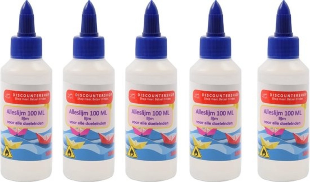 Discountershop 5 X All purpose glue 100ML - Glue - Glue for paper - Glue for cardboard - Glue for textiles - Glue for polystyrene foam. Discountershop 5 X All purpose glue 100ML - Glue - Glue for paper - Glue for cardboard - Glue for textiles - Glue for polystyrene foam.