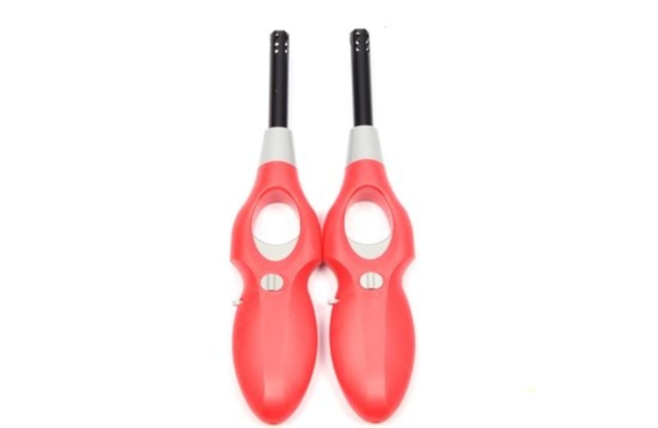 Discountershop Kitchen Lighter Set of 2 with Child Lock - for BBQ, Candles, Kitchen, Hospitality and Camping Red Discountershop Kitchen Lighter Set of 2 with Child Lock - for BBQ, Candles, Kitchen, Hospitality and Camping Red