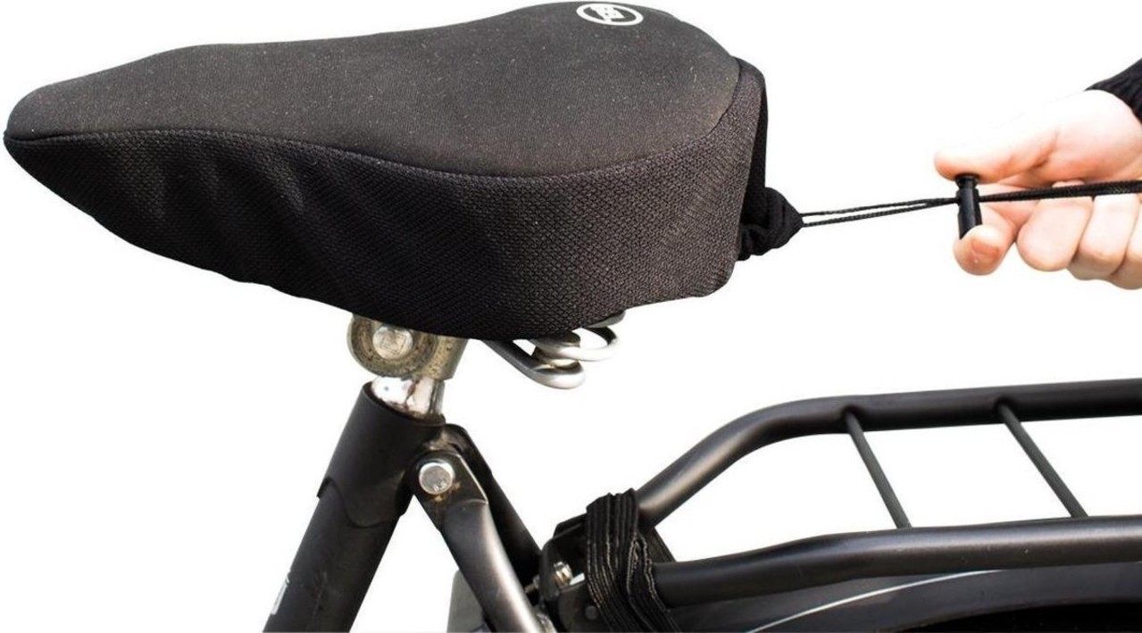 Merkloos Fietszadelhoes - Gel - Fietszadeldekje met Gel - Comfortabel Fietsen - Zwart Zadeldek met gel - Comfort fit Saddle cover with gel - Uni Zadelhoes - Zadeldoek