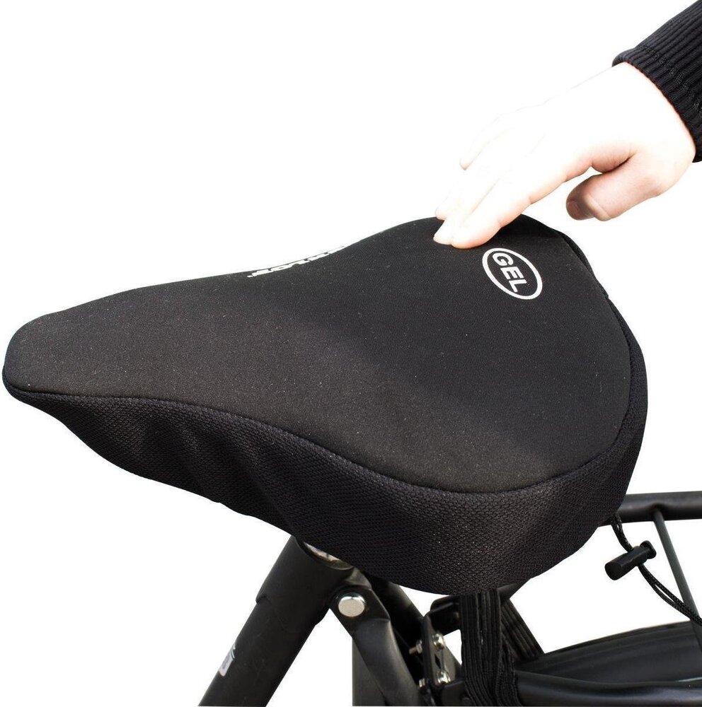 Merkloos Fietszadelhoes - Gel - Fietszadeldekje met Gel - Comfortabel Fietsen - Zwart Zadeldek met gel - Comfort fit Saddle cover with gel - Uni Zadelhoes - Zadeldoek