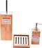 Discountershop set - Bath accessories bamboo, 3-piece bathroom set of soap dispenser, soap dish and toilet brush, natural Discountershop set - Bath accessories bamboo, 3-piece bathroom set of soap dispenser, soap dish and toilet brush, natural