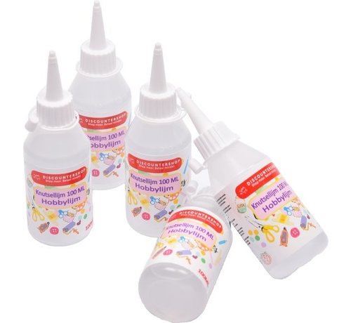 Discountershop 5x Knutsellijm 100 ml - Knutsellijm - Lijm - All purpose glue - Glue - Kinderlijm - Knutselen - Goedkope knutsellijm