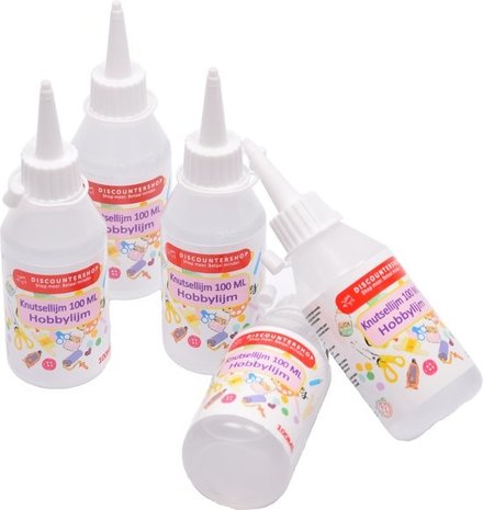 Discountershop 5x Craft glue 100 ml - Craft glue - Glue - All purpose glue - Glue - Children's glue - Crafts - Cheap craft glue