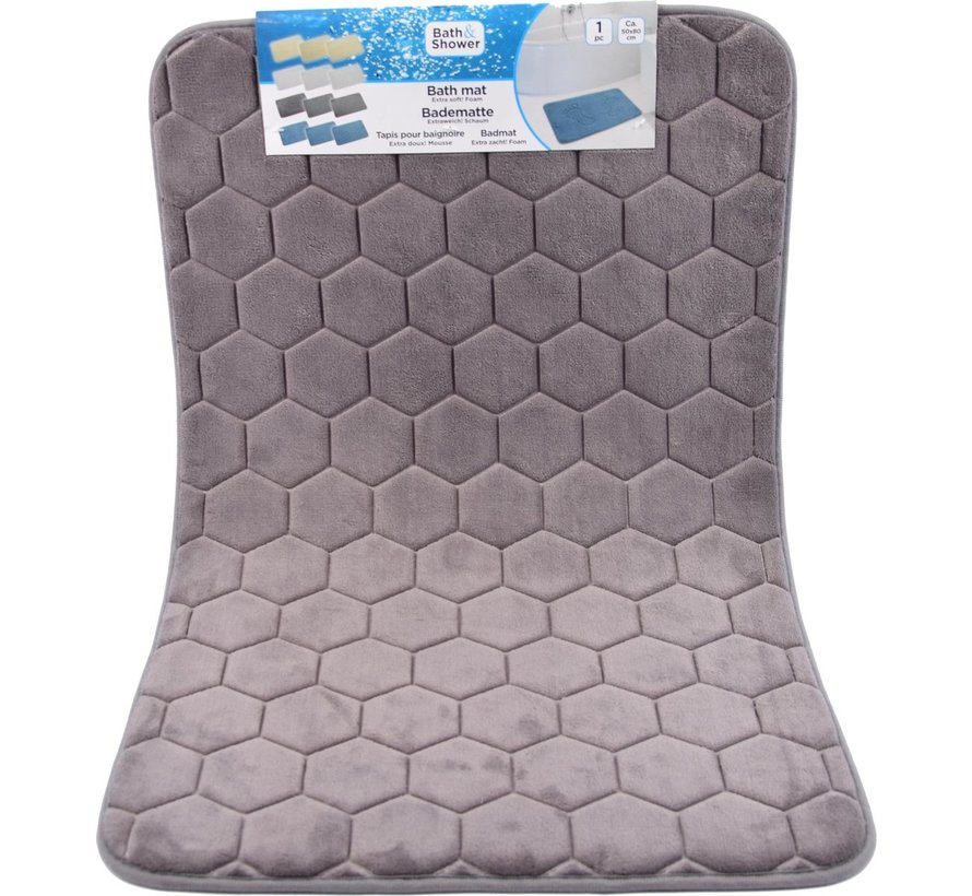 Badmat & WC Mat Set -Douche mat set - Grijs - 80 x50 cm - badmat set 3-delig - Soft Foam - Extra Zacht - FOAM