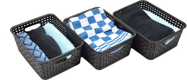 Merkloos 3 X Storage basket - Storage tray - Black storage 35 x 29 x 13 cm Rattan Merkloos 3 X Storage basket - Storage tray - Black storage 35 x 29 x 13 cm Rattan