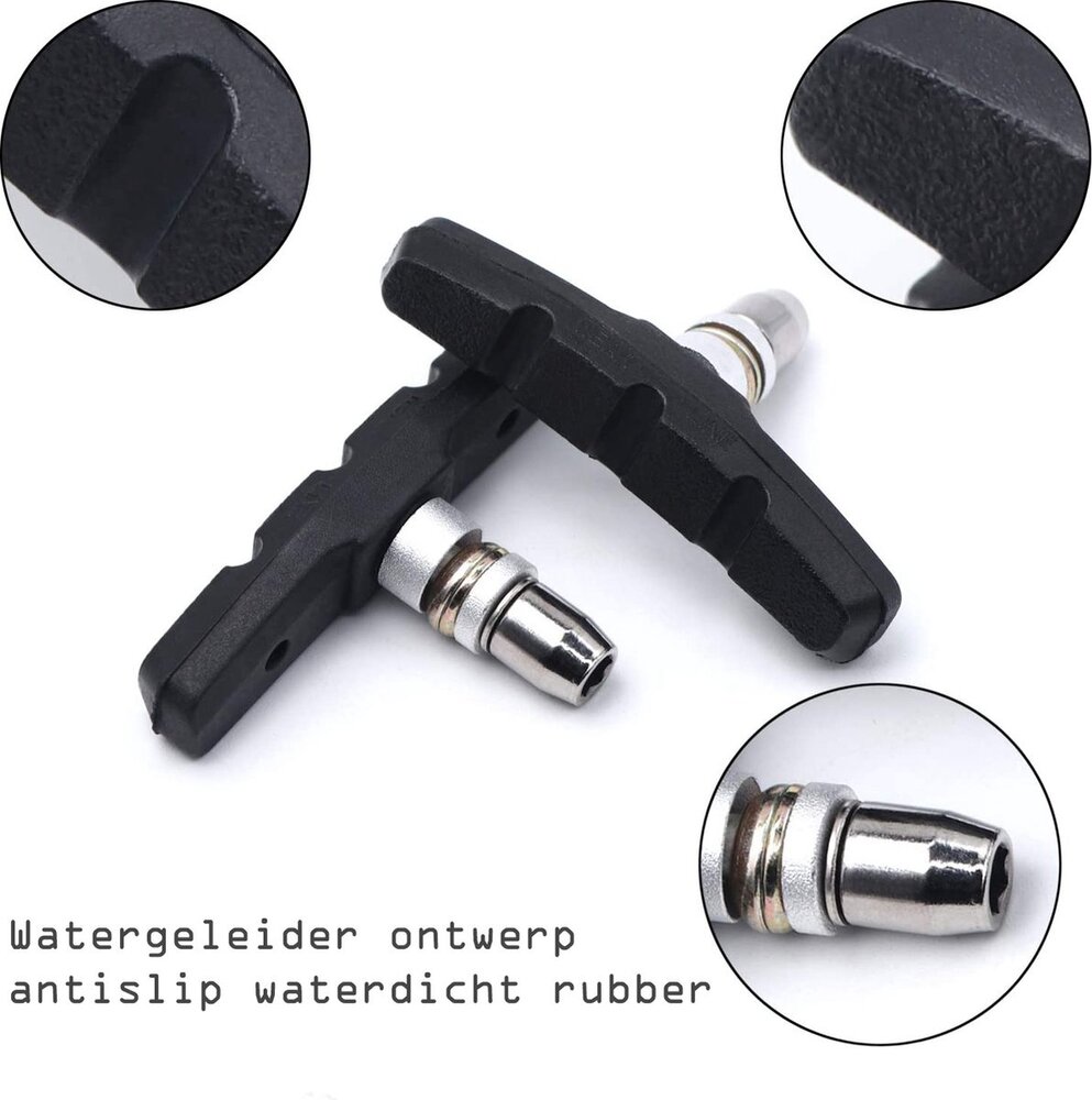 Discountershop 3 set Universele Rubberen Fiets V Remblokken Set - 3 Paar – 6 Stuks – 70mm | Rubber Remblokjes | Fietsen Remblok | Remblokkenset | Remblokset Geschikt voor Mountainbike, Stadsfiets, Vouwfiets en Tourfiets