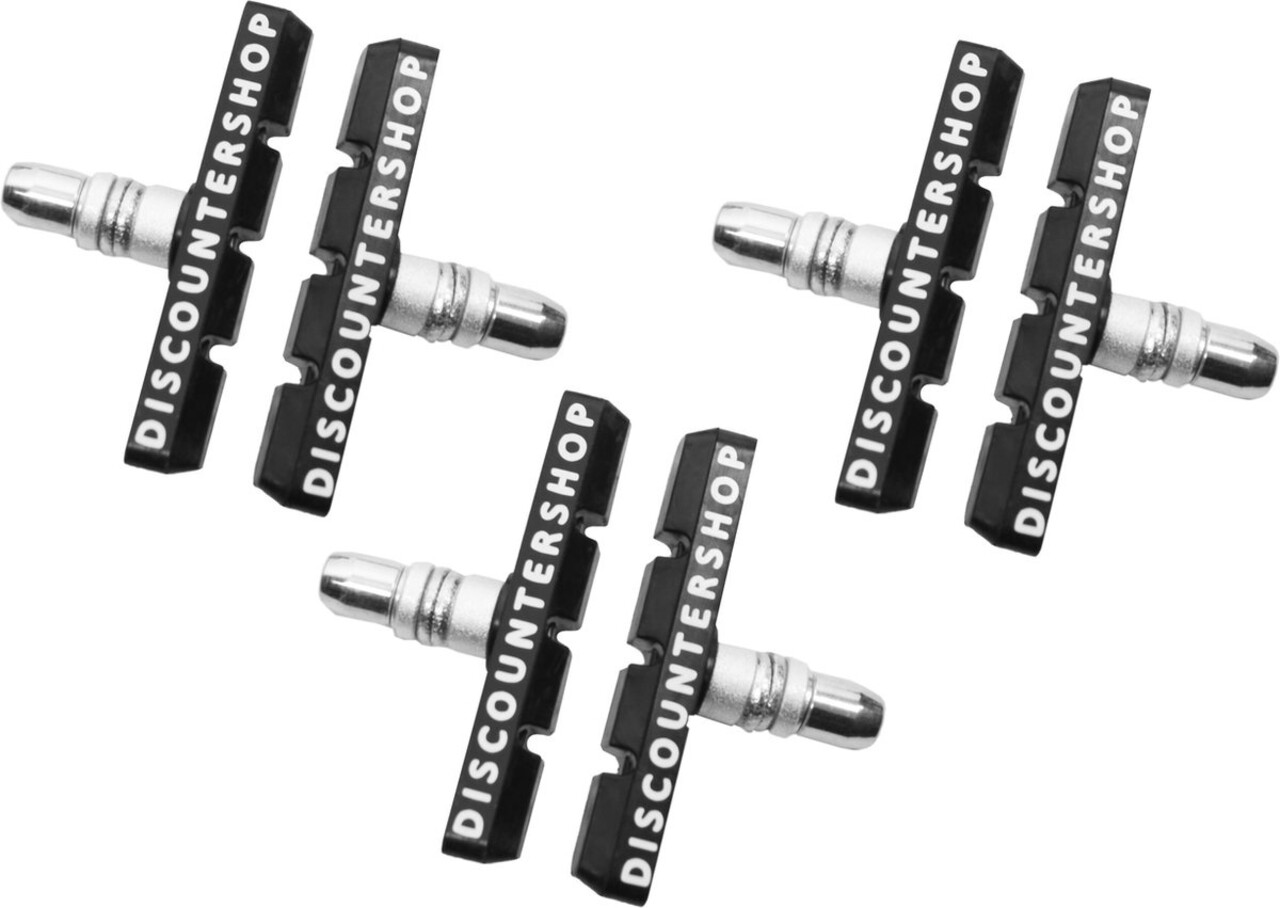 Discountershop 3 set Universele Rubberen Fiets V Remblokken Set - 3 Paar – 6 Stuks – 70mm | Rubber Remblokjes | Fietsen Remblok | Remblokkenset | Remblokset Geschikt voor Mountainbike, Stadsfiets, Vouwfiets en Tourfiets