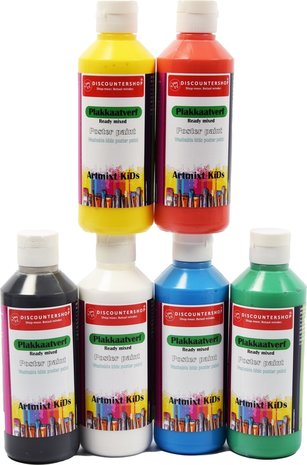 Discountershop Poster paint Discountershop - Poster paint Basic water-based 6 pieces 250 ML - poster paint washable Poster paint children poster paint on wood Discountershop Poster paint Discountershop - Poster paint Basic water-based 6 pieces 250 ML - poster paint washable Poster paint children poster paint on wood