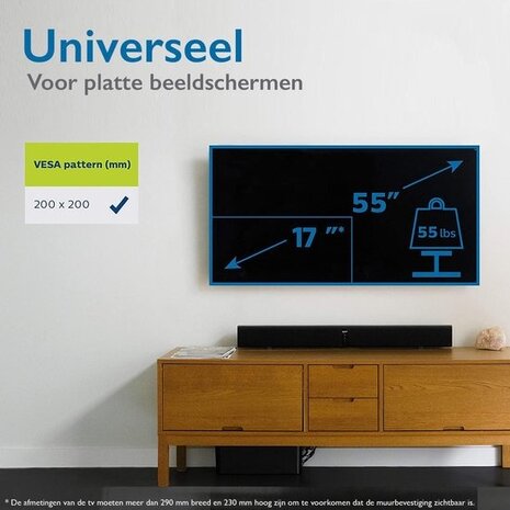 Philips Philips TV Beugel SQM3221/00 - Vast TV Muurbeugel voor TV's tot 42 Inch en 25 KG - VESA-Maat tot 200x200 mm Philips Philips TV Beugel SQM3221/00 - Vast TV Muurbeugel voor TV's tot 42 Inch en 25 KG - VESA-Maat tot 200x200 mm