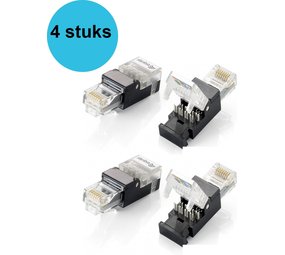 Merkloos 4 stuks kabel-connector RJ-45 Zwart, Transparant RJ45 connectoren - Stekker - Connector - Cat5E - Cat6 - Plugs - Connector stekker - UTP - Ethernet - Internet plug - Netwerkstekker