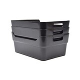 Merkloos 3x Opbergmand - Opbergbox - 10 liter - Zwart - Opbergdoos - Kinderkamer - Badkamer - Keuken - Speelgoed - Opbergen -34x24x14 cm