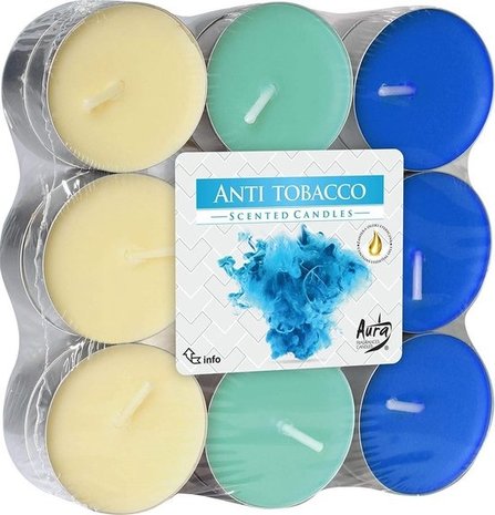 Delaram 18x Geurtheelichtjes - Geurkaarsen Anti-Tabak geur - Waxinelichtjes Delaram 18x Geurtheelichtjes - Geurkaarsen Anti-Tabak geur - Waxinelichtjes