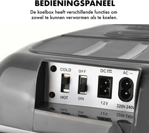 Discountershop Cool box 45 liters 12V/240V - Electric Cool box - 45L - AC/DC with handle and wheels - 12V/240V - Grey-green Cools and heats, so also useful if you want to keep food warm. Discountershop Cool box 45 liters 12V/240V - Electric Cool box - 45L - AC/DC with handle and wheels - 12V/240V - Grey-green Cools and heats, so also useful if you want to keep food warm.