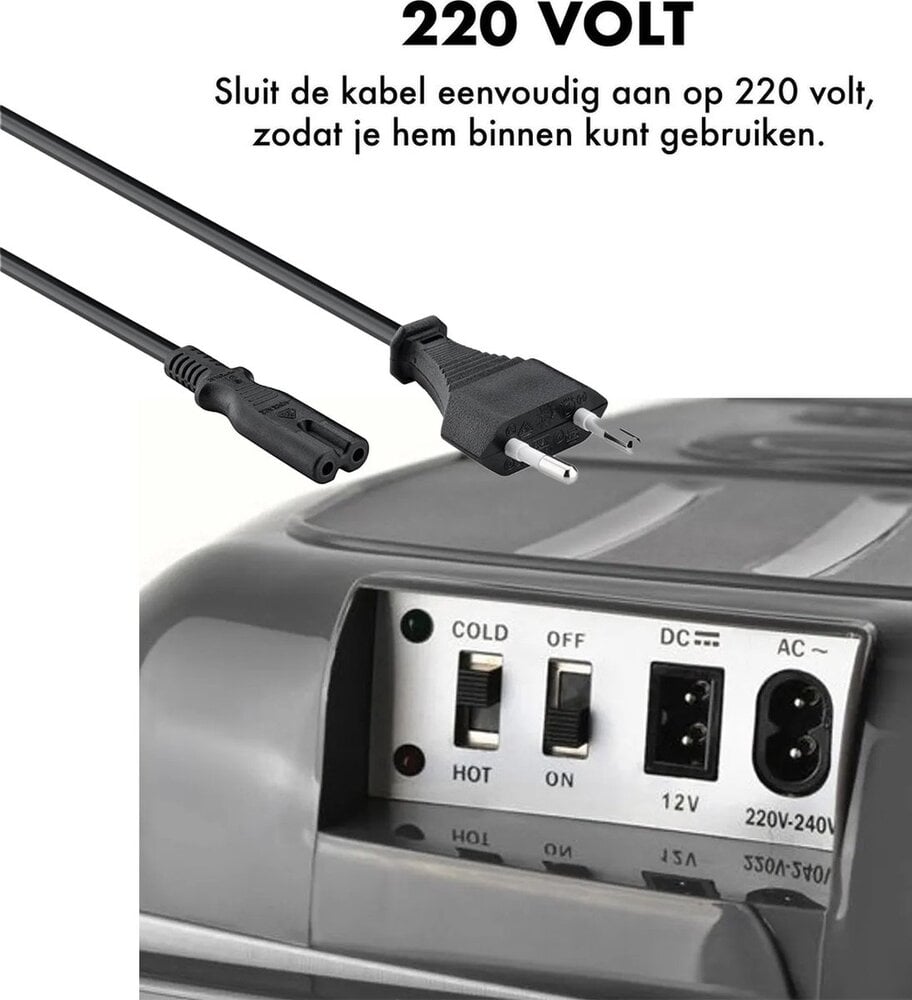 Discountershop Koelbox 45 liter 12V/240V - Elektrische Koelbox - 45L - AC/DC met handvat en wielen - 12V/240V - Grijs-groen Koelt én verwarmt, dus ook handig als je eten warm wilt houden. Discountershop Koelbox 45 liter 12V/240V - Elektrische Koelbox - 45L - AC/DC met handvat en wielen - 12V/240V - Grijs-groen Koelt én verwarmt, dus ook handig als je eten warm wilt houden.