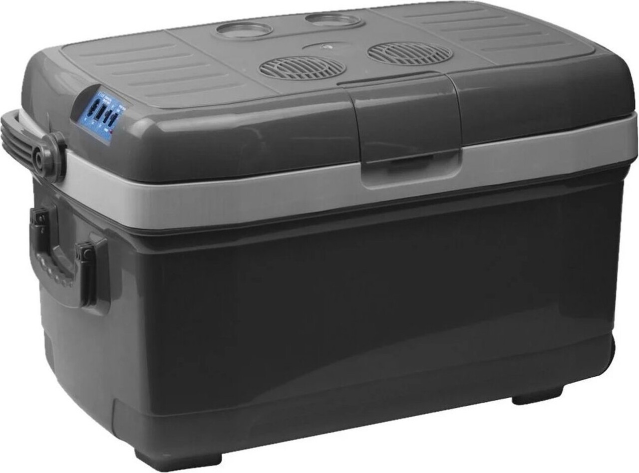 Discountershop Koelbox 45 liter 12V/240V - Elektrische Koelbox - 45L - AC/DC met handvat en wielen - 12V/240V - Grijs-groen Koelt én verwarmt, dus ook handig als je eten warm wilt houden. Discountershop Koelbox 45 liter 12V/240V - Elektrische Koelbox - 45L - AC/DC met handvat en wielen - 12V/240V - Grijs-groen Koelt én verwarmt, dus ook handig als je eten warm wilt houden.