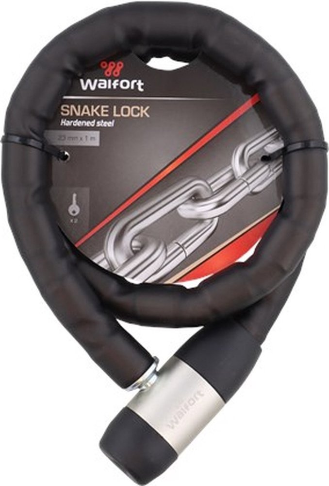 Gray - Walfort cord lock - spiral lock - 12 mm x 1.8 meters with 2 keys - bicycle lock - scooter - e-bike - folding bike lock