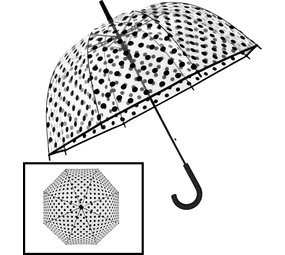 Discountershop Transparante Bruidsparaplu met Retro-ontwerp – Koepelparaplu Polka Dot Ø86cm – Winddichte Bubbleparaplu - PVC Trouwparaplu met Haak