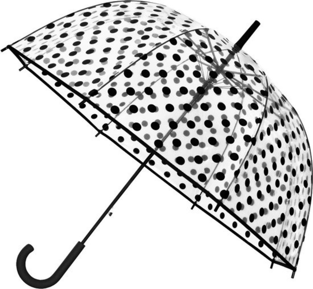 Discountershop Transparent Bridal Umbrella with Retro Design - Dome Umbrella Polka Dot Ø86cm - Windproof Bubble Umbrella - PVC Wedding Umbrella with Hook Discountershop Transparent Bridal Umbrella with Retro Design - Dome Umbrella Polka Dot Ø86cm - Windproof Bubble Umbrella - PVC Wedding Umbrella with Hook