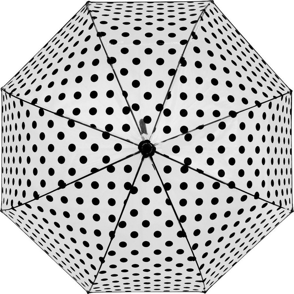 Discountershop Transparante Bruidsparaplu met Retro-ontwerp – Koepelparaplu Polka Dot Ø86cm – Winddichte Bubbleparaplu - PVC Trouwparaplu met Haak