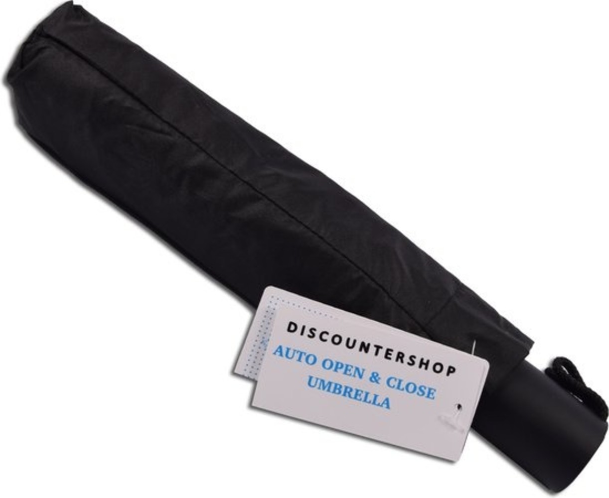 Discountershop 2x Automatic Storm Umbrella - Umbrella - Automatic, Foldable & Windproof up to 70 - 80 km p/h - Ø 95 cm - 7 panels - Double Layer - Black