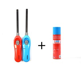 XQ Kitchen Lighter Set with Butane Gas - 2 Refillable Gas Lighters