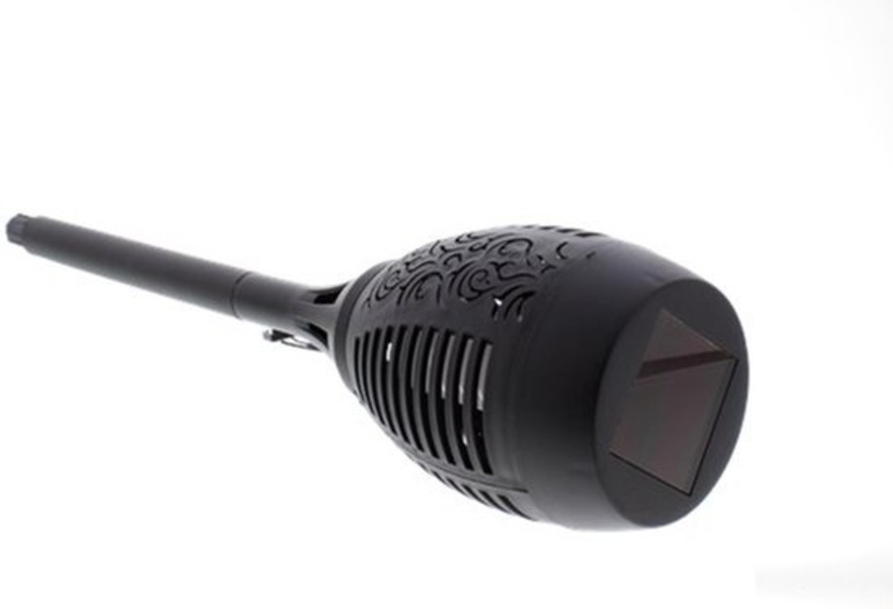 Grundig Solarlamp LED vlam 12 lampjes - elektrische fakkel solar LED 48 cm kunststof oranje/zwart - Solar tuinlampen pilaar/paal op zonne-energie - tuinverlichting - Solar LED Tuinverlichting - Tuindecoratie