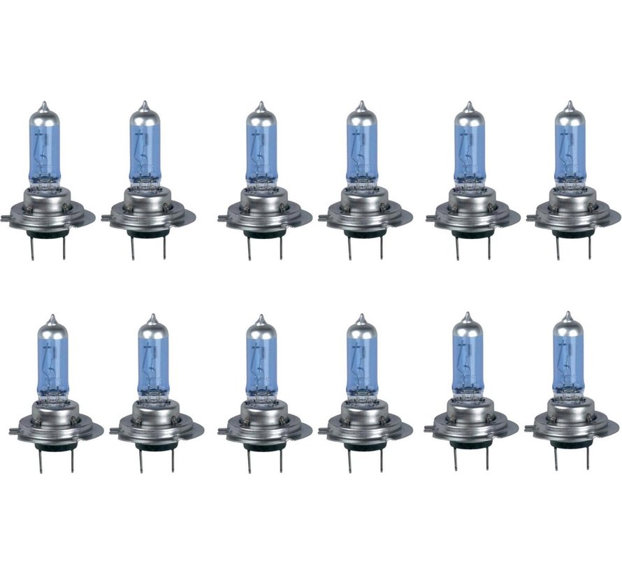 12 STUKS 12V 60/55W H4 P43t Halogeenlamp 6500K Auto Halogeenlamp Xenon Donkerblauw Glas Super Wit Hoog Wattage Lamp Off Road Gebruik H4 autolampen - H4 - 12V 55W - 12 Stuk | Blauw