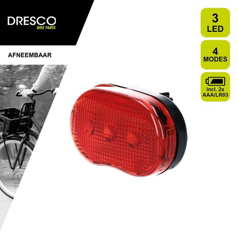 Merkloos Rear Light Bicycle 3 Leds | Bicycle lights led | Rear light with battery and flashing light Merkloos Rear Light Bicycle 3 Leds | Bicycle lights led | Rear light with battery and flashing light