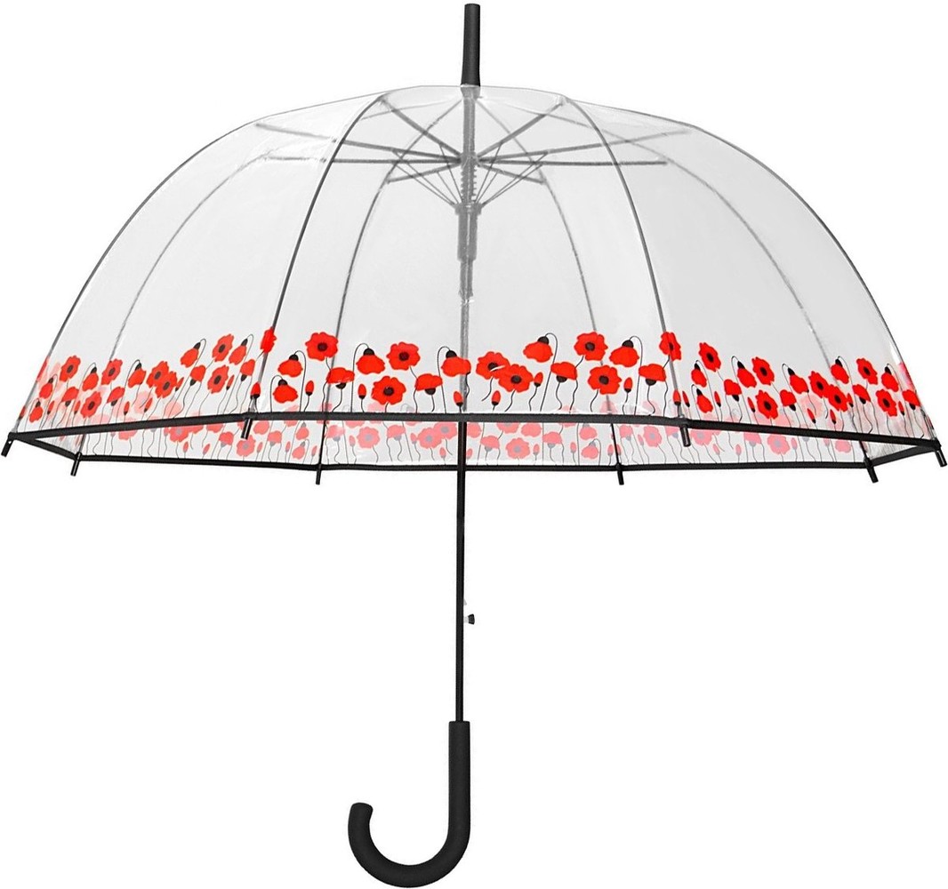 Discountershop Paraplu met bloemen Koepelparaplu Transparant PVC Ø 86 CM-DESSIN trouw