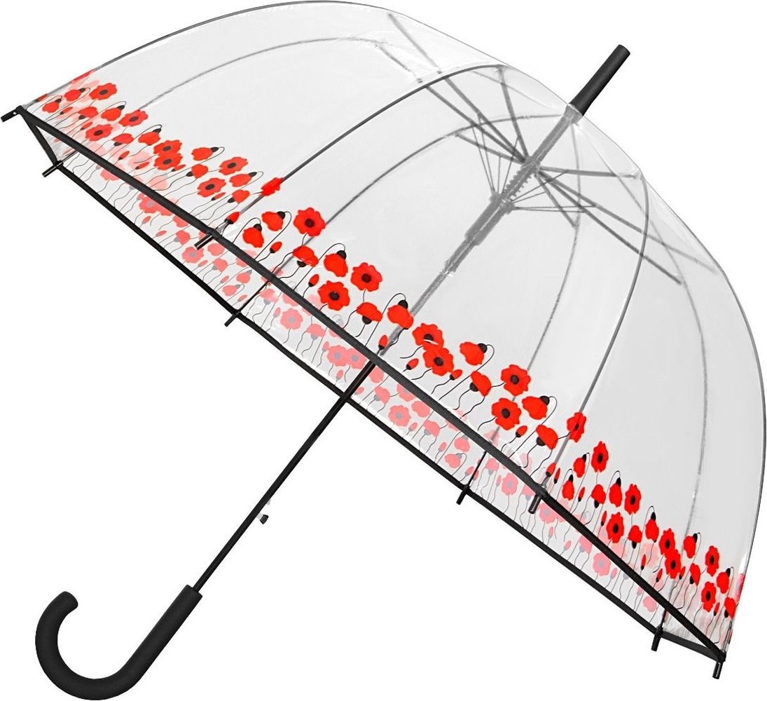Discountershop Umbrella with flowers Dome umbrella Transparent PVC Ø 86 CM-DESSIN faithful