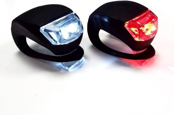 Discountershop Bicycle lights LED front light and rear light silicone set of 2 - Bicycle lighting front light and rear light lighting set - Bicycle lights children's bicycle lighting set waterproof silicon