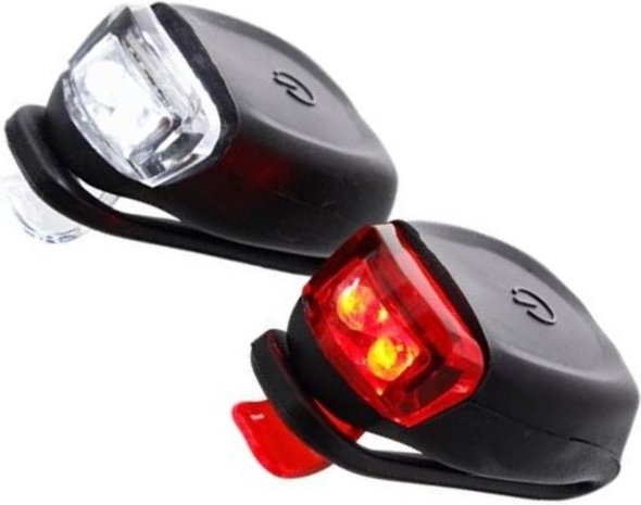Discountershop Fietsverlichting LED voorlicht en achterlicht siliconen set van 2 - Fiets verlichting voorlamp en achterlamp verlichtingsset - Fietslampjes kinderen fietsverlichtingsset waterdicht silicon Discountershop Fietsverlichting LED voorlicht en achterlicht siliconen set van 2 - Fiets verlichting voorlamp en achterlamp verlichtingsset - Fietslampjes kinderen fietsverlichtingsset waterdicht silicon