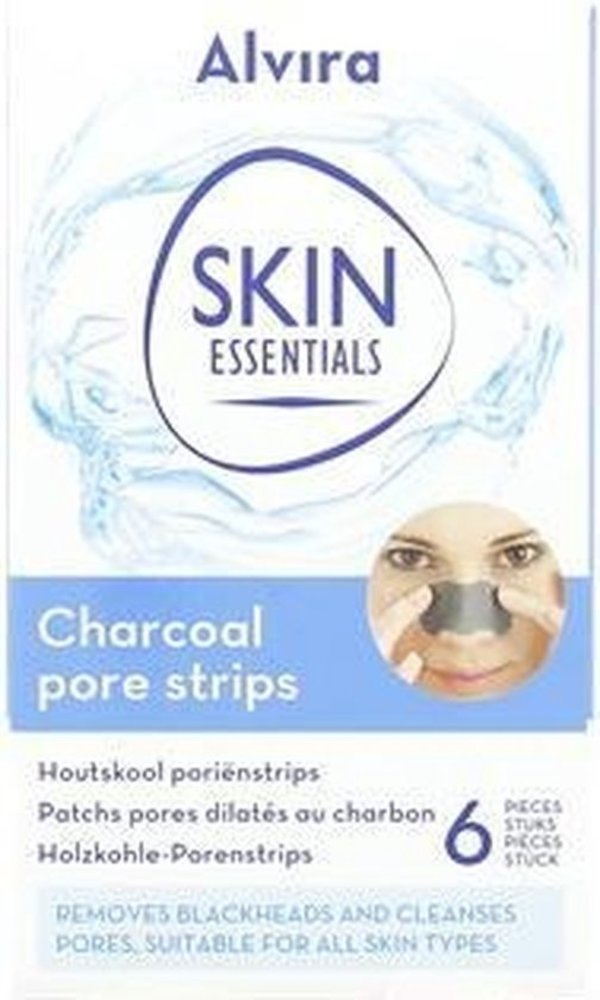 Alvira Alvira Skin essentials Charcoal pore strips - 6 stuks Alvira Alvira Skin essentials Charcoal pore strips - 6 stuks