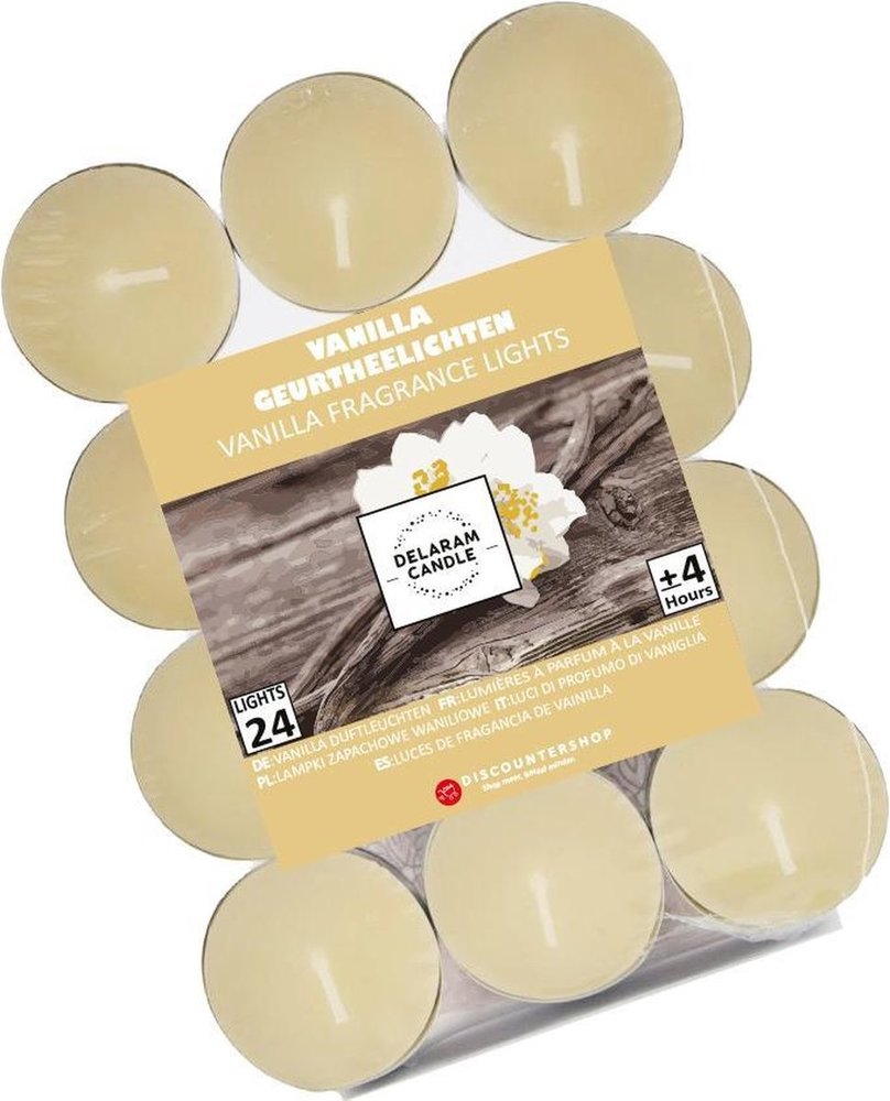 Delaram Tealights with 9 Burning Hours - Tealights - Scented Tealights - Tealights - 24 Tealights with Scent - Vanilla Scented Tealights Delaram Tealights with 9 Burning Hours - Tealights - Scented Tealights - Tealights - 24 Tealights with Scent - Vanilla Scented Tealights