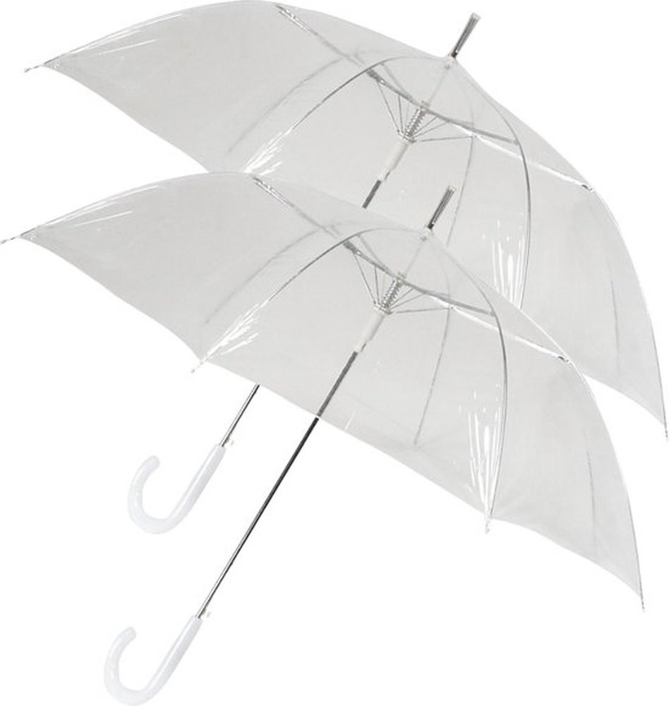 3x Transparent umbrellas with plastic handle 86 cm - Rain protection 3 pieces